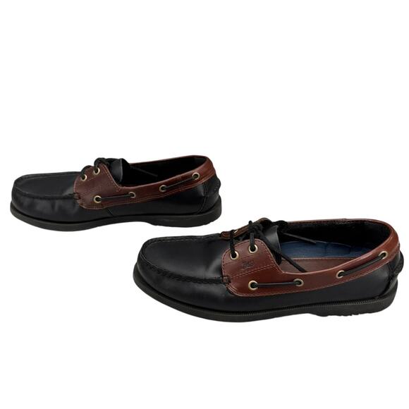 Gh Bass Seafarer Vintage Black Brown Leather Slip On Boat Loafer Men 9.5 - Picture 3 of 9